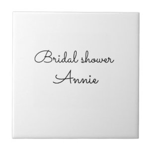 simple minimal add your name text bridal shower t ceramic tile