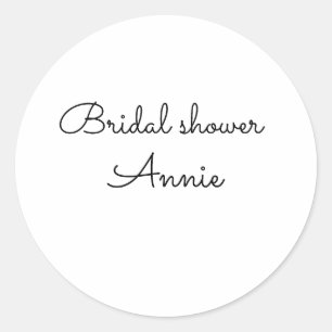 simple minimal add your name text bridal shower t classic round sticker