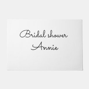 simple minimal add your name text bridal shower t doormat