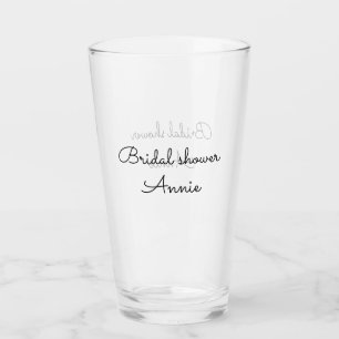 simple minimal add your name text bridal shower t glass