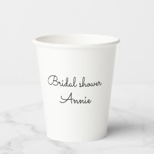 simple minimal add your name text bridal shower t paper cups