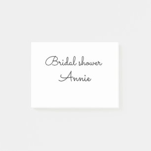 simple minimal add your name text bridal shower t post-it notes