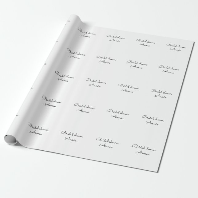 simple minimal add your name text bridal shower  t wrapping paper (Unrolled)