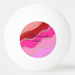 simple minimal add your name text bridesmaid gift ping pong ball