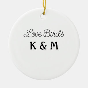 simple minimal add your name text love birds text ceramic ornament