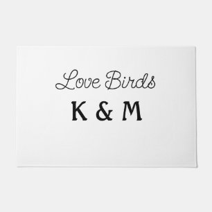 simple minimal add your name text love birds text doormat