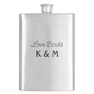 simple minimal add your name text love birds text hip flask