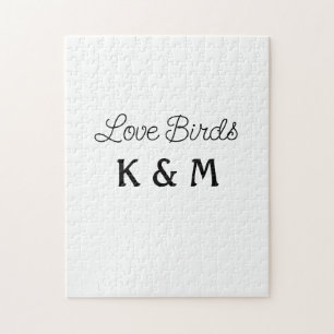 simple minimal add your name text love birds text jigsaw puzzle