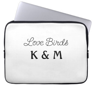 simple minimal add your name text love birds text laptop sleeve