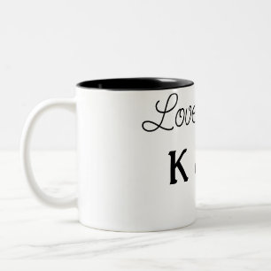 simple minimal add your name text love birds text Two-Tone coffee mug
