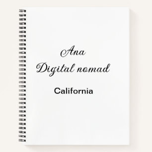 Simple minimal add your name text place california notebook