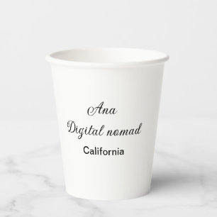 Simple minimal add your name text place california paper cups