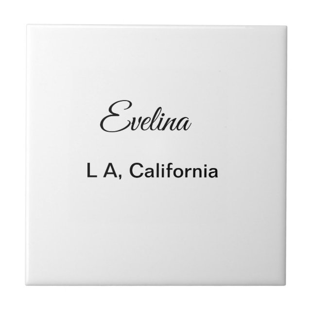 Simple minimal add your name text place city custo ceramic tile (Front)