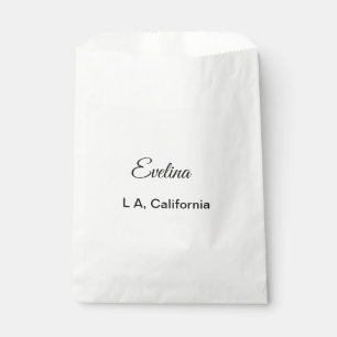 Simple minimal add your name text place city custo favour bag