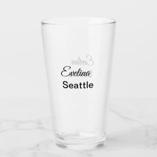 Simple minimal add your name text place city custo glass