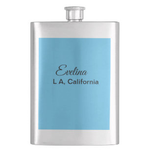 Simple minimal add your name text place city custo hip flask
