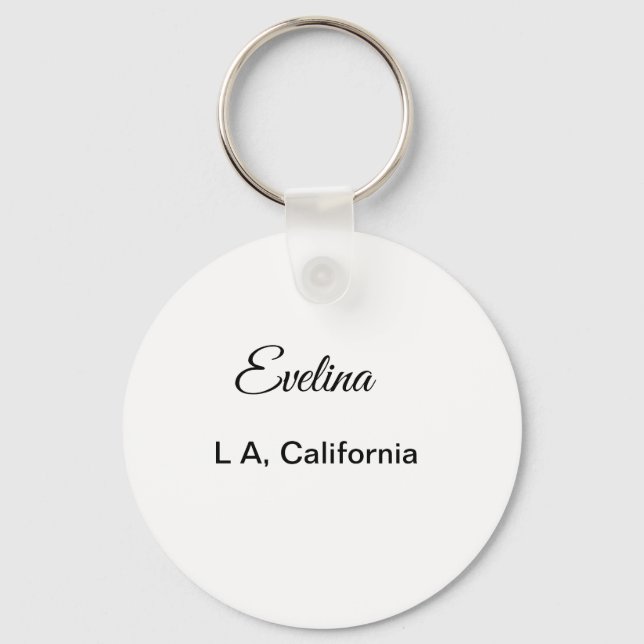 Simple minimal add your name text place city custo key ring (Front)
