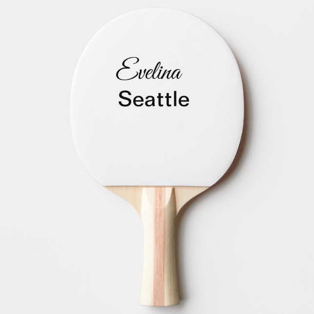 Simple minimal add your name text place city custo ping pong paddle (Front)