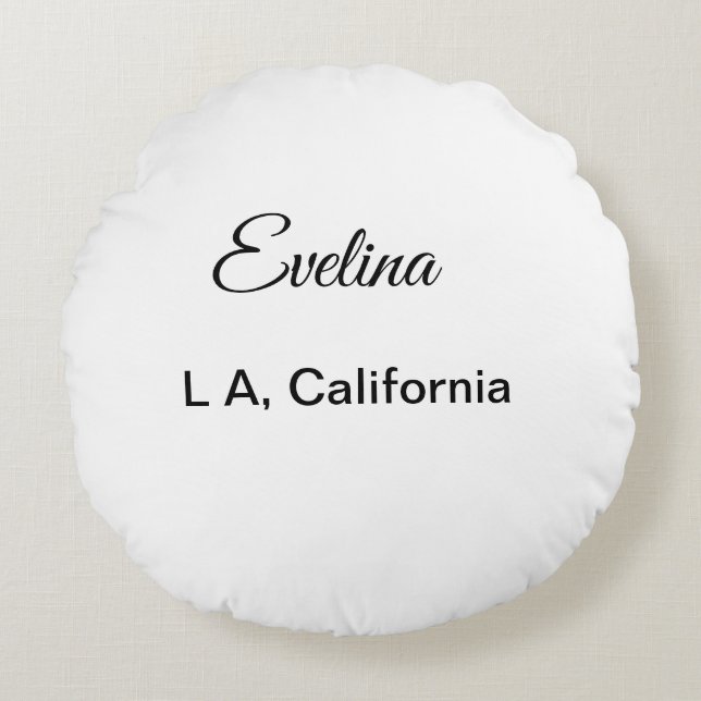 Simple minimal add your name text place city custo round cushion (Front)