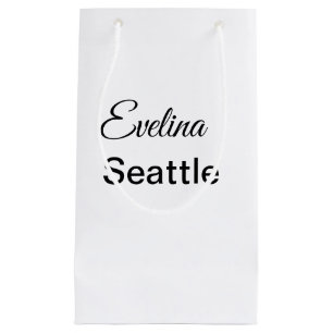 Simple minimal add your name text place city custo small gift bag