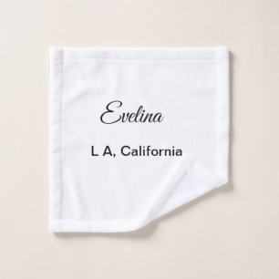 Simple minimal add your name text place city custo wash cloth