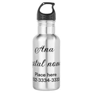 Simple minimal add your name text place city phone 532 ml water bottle