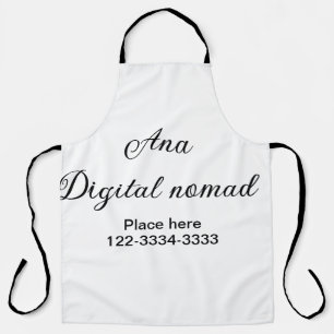 Simple minimal add your name text place city phone apron