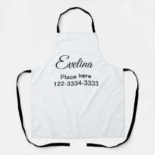 Simple minimal add your name text place city phone apron