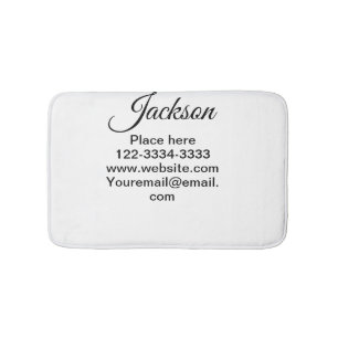 Simple minimal add your name text place city phone bath mat