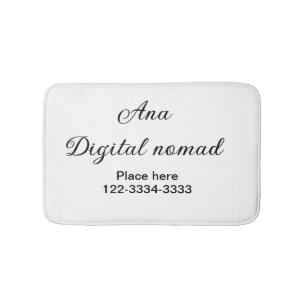 Simple minimal add your name text place city phone bath mat