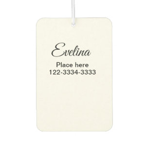 Simple minimal add your name text place city phone car air freshener