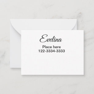 Simple minimal add your name text place city phone card