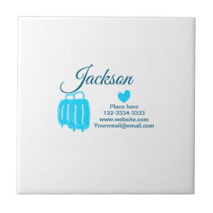 Simple minimal add your name text place city phone ceramic tile