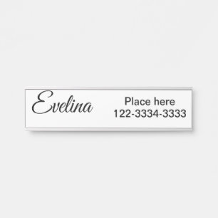Simple minimal add your name text place city phone door sign