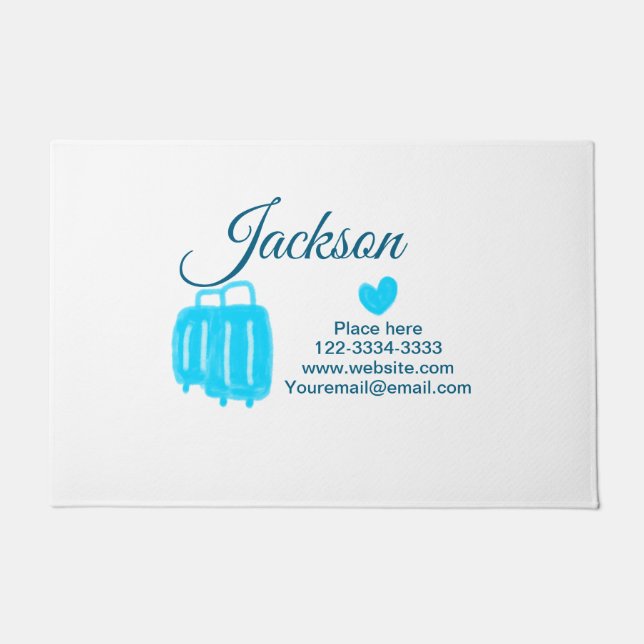 Simple minimal add your name text place city phone doormat (Front)