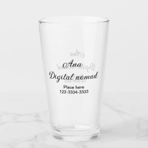 Simple minimal add your name text place city phone glass