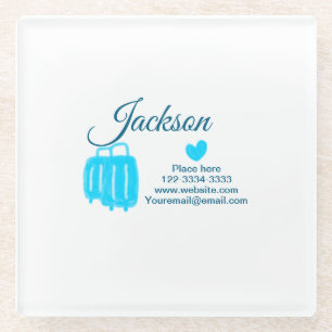 Simple minimal add your name text place city phone glass coaster