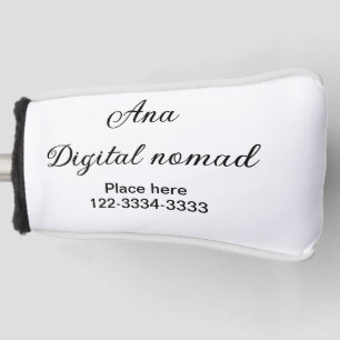 Simple minimal add your name text place city phone golf head cover