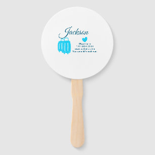 Simple minimal add your name text place city phone hand fan