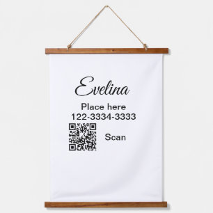 Simple minimal add your name text place city phone hanging tapestry