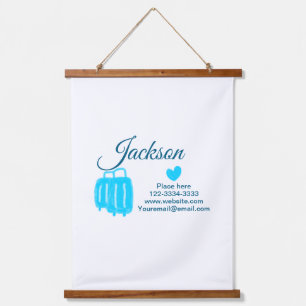 Simple minimal add your name text place city phone hanging tapestry