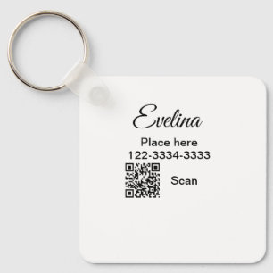Simple minimal add your name text place city phone key ring