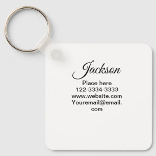 Simple minimal add your name text place city phone key ring