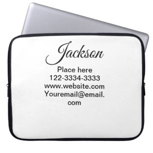 Simple minimal add your name text place city phone laptop sleeve