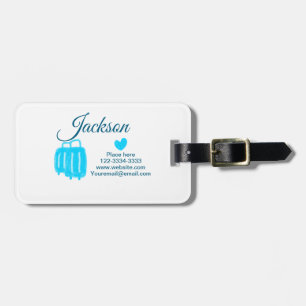 Simple minimal add your name text place city phone luggage tag