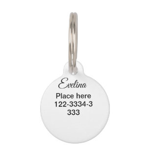 Simple minimal add your name text place city phone pet tag