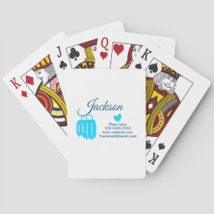 Simple minimal add your name text place city phone playing cards