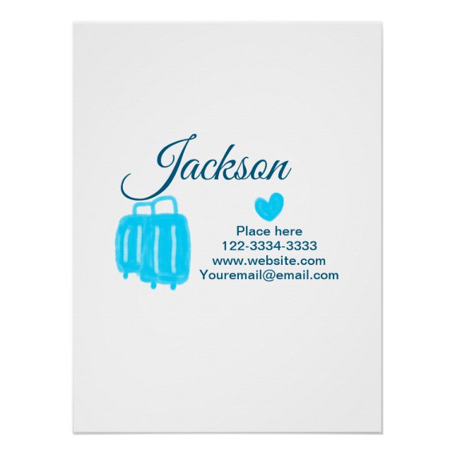 Simple minimal add your name text place city phone poster (Front)