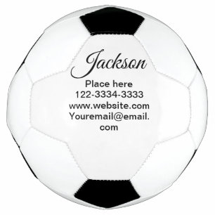Simple minimal add your name text place city phone soccer ball