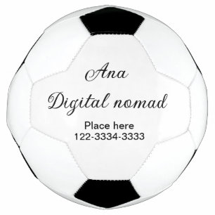 Simple minimal add your name text place city phone soccer ball